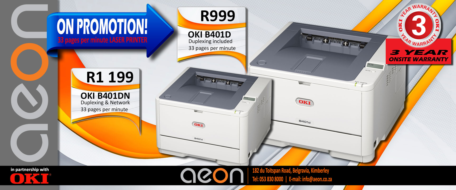 PROMOTION: OKI B401d Laser Printer Special R999 PROMOTION: OKI B401d Laser Printer Special R999